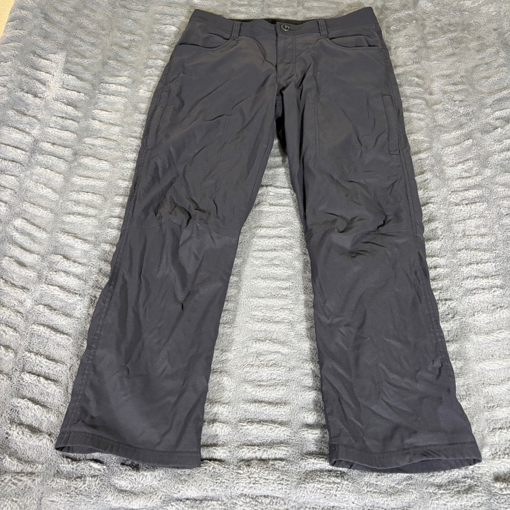 Orvis Mens Black Fleece Lined Tech Pants Nylon Spandex Stretch 34x30 (Fits 28L)